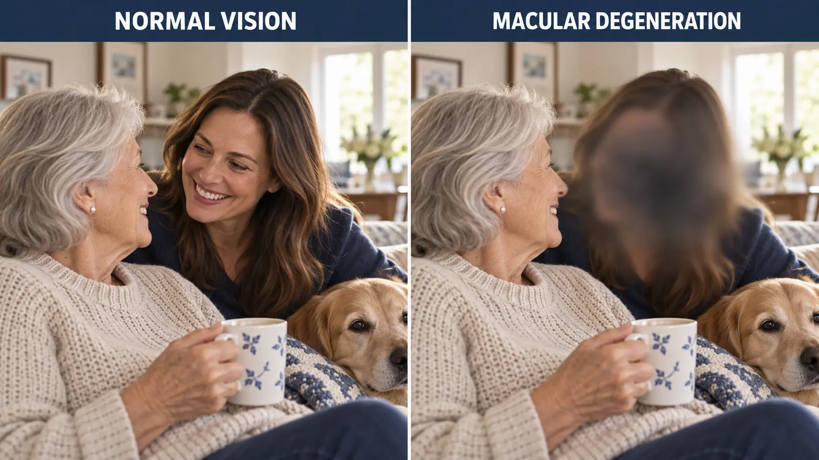 Normal vision compared with macular degeneration vision